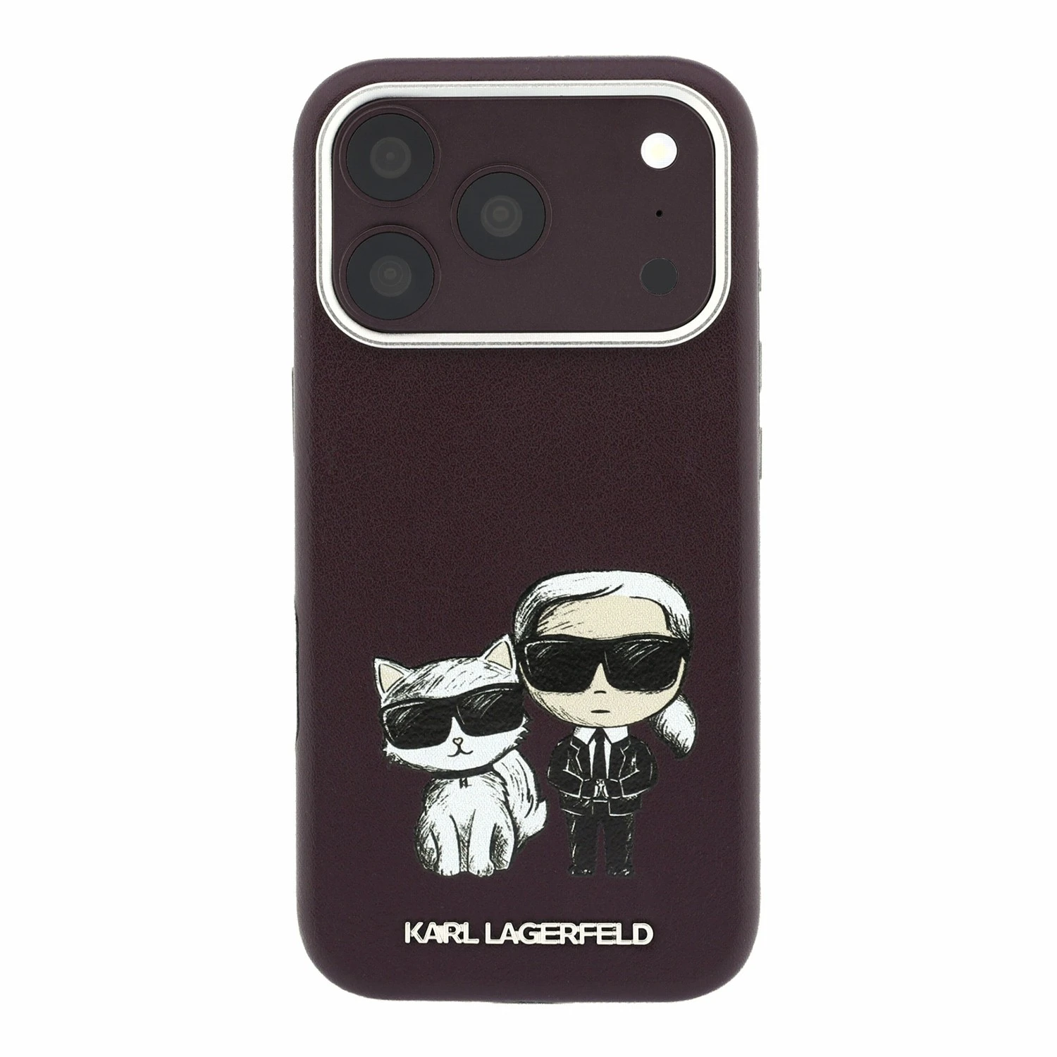 Karl Lagerfeld PU Semi Wrap Smooth Sketch Bodies Magsafe Zadní Kryt pro iPhone 18 Pro Max Burgundy