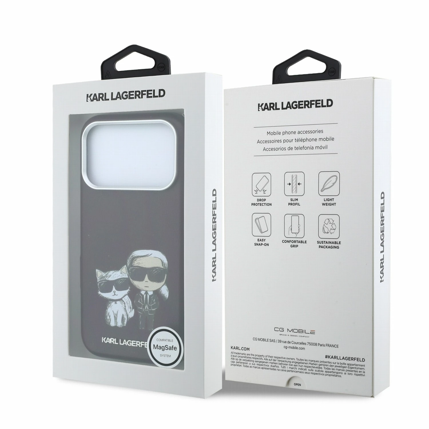 Karl Lagerfeld PU Semi Wrap Smooth Sketch Bodies Magsafe Zadní Kryt pro iPhone 18 Pro Max Burgundy
