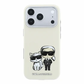 Zadní kryt Karl Lagerfeld PU Semi Wrap Smooth Sketch Bodies Magsafe pro Apple iPhone 18 Pro Max, béžová