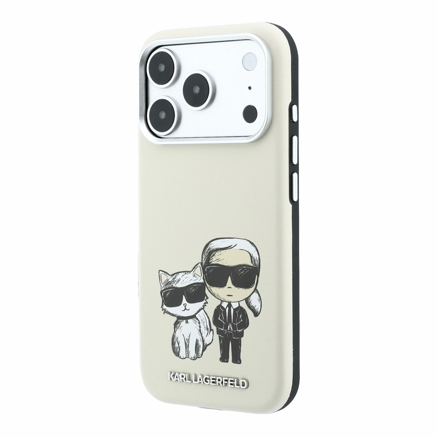 Karl Lagerfeld PU Semi Wrap Smooth Sketch Bodies Magsafe Zadní Kryt pro iPhone 18 Pro Max Beige