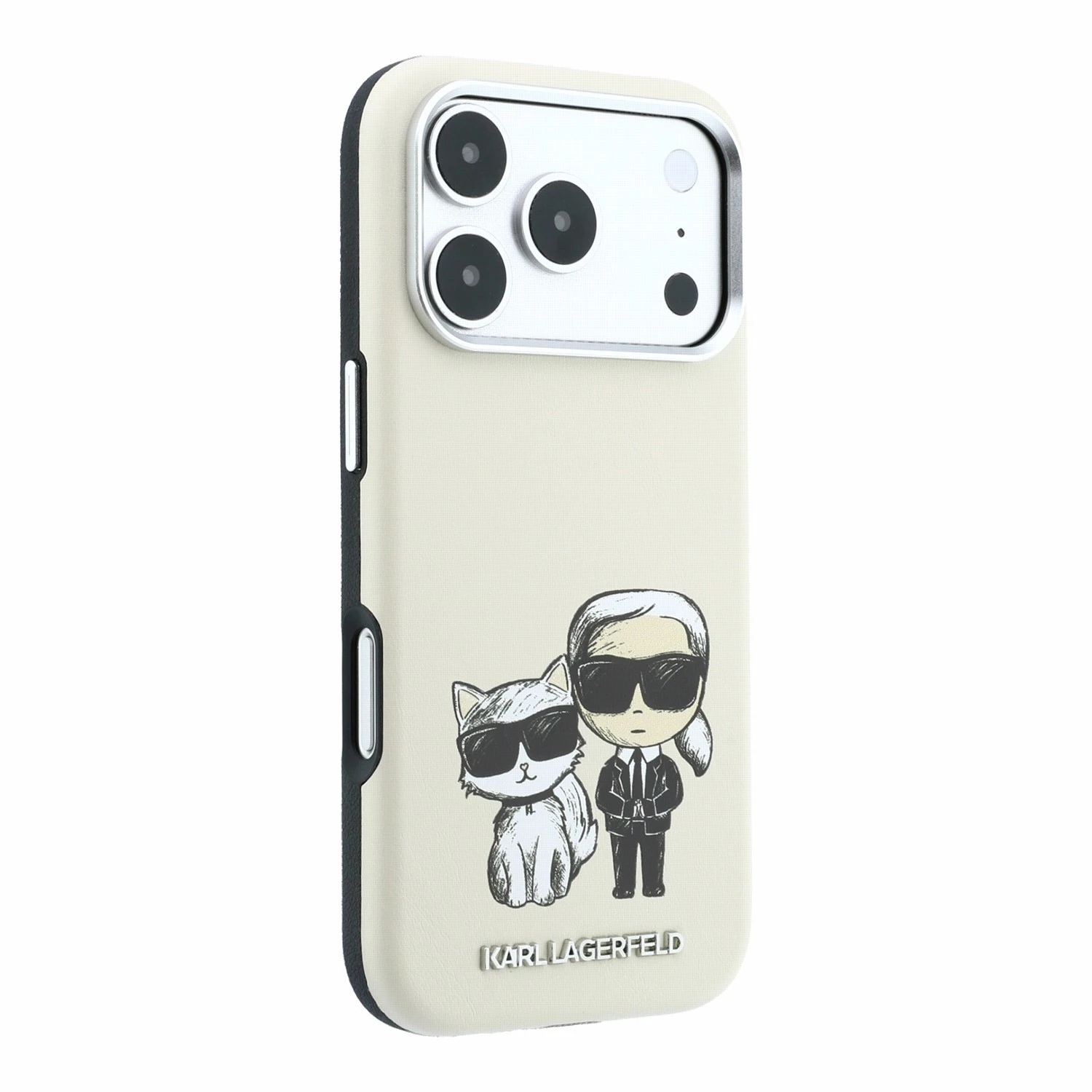Karl Lagerfeld PU Semi Wrap Smooth Sketch Bodies Magsafe Zadní Kryt pro iPhone 18 Pro Max Beige