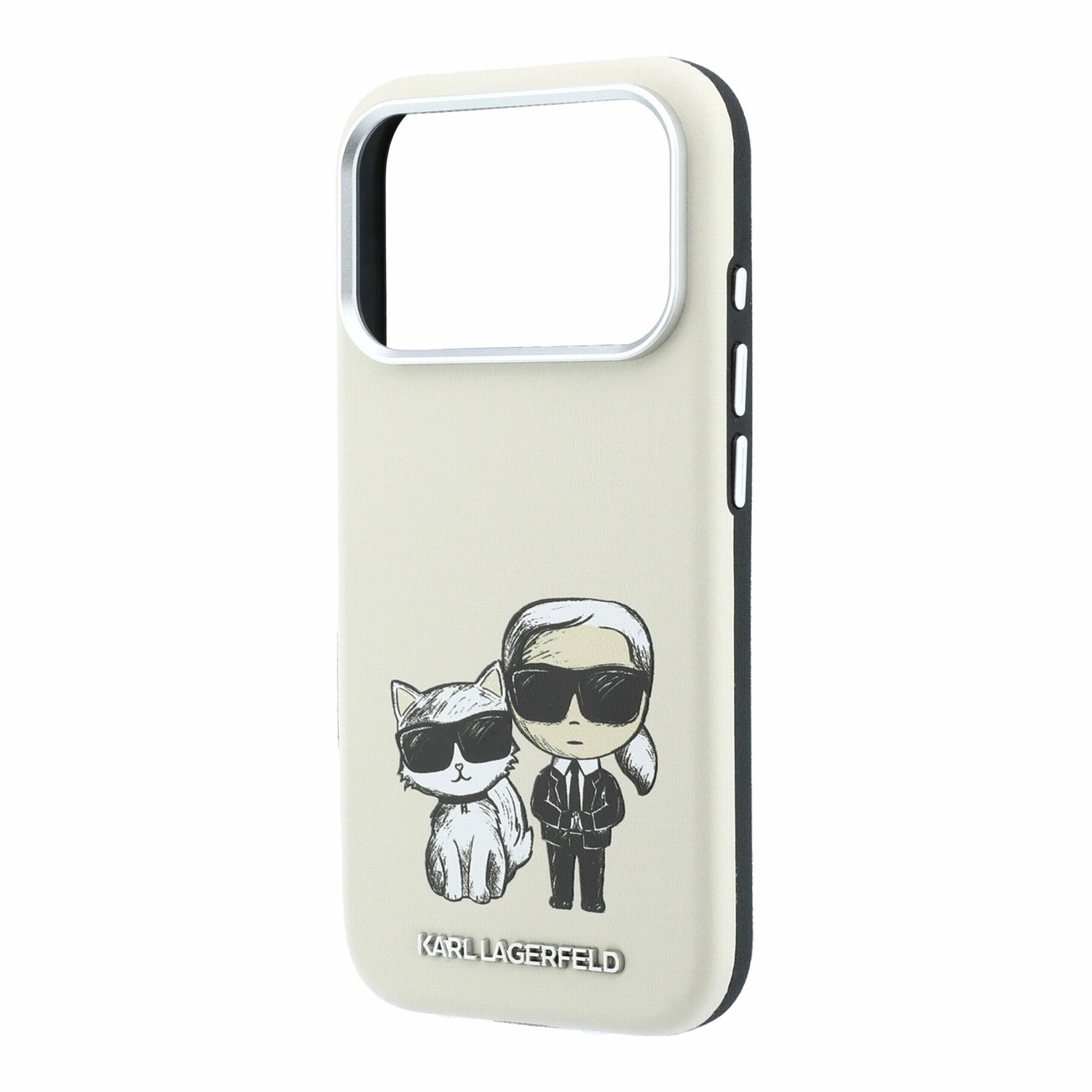 Karl Lagerfeld PU Semi Wrap Smooth Sketch Bodies Magsafe Zadní Kryt pro iPhone 18 Pro Max Beige