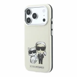 Karl Lagerfeld PU Semi Wrap Smooth Sketch Bodies Magsafe Zadní Kryt pro iPhone 18 Pro Beige