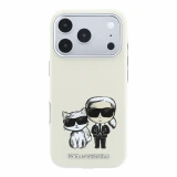 Karl Lagerfeld PU Semi Wrap Smooth Sketch Bodies Magsafe Zadní Kryt pro iPhone 18 Pro Beige