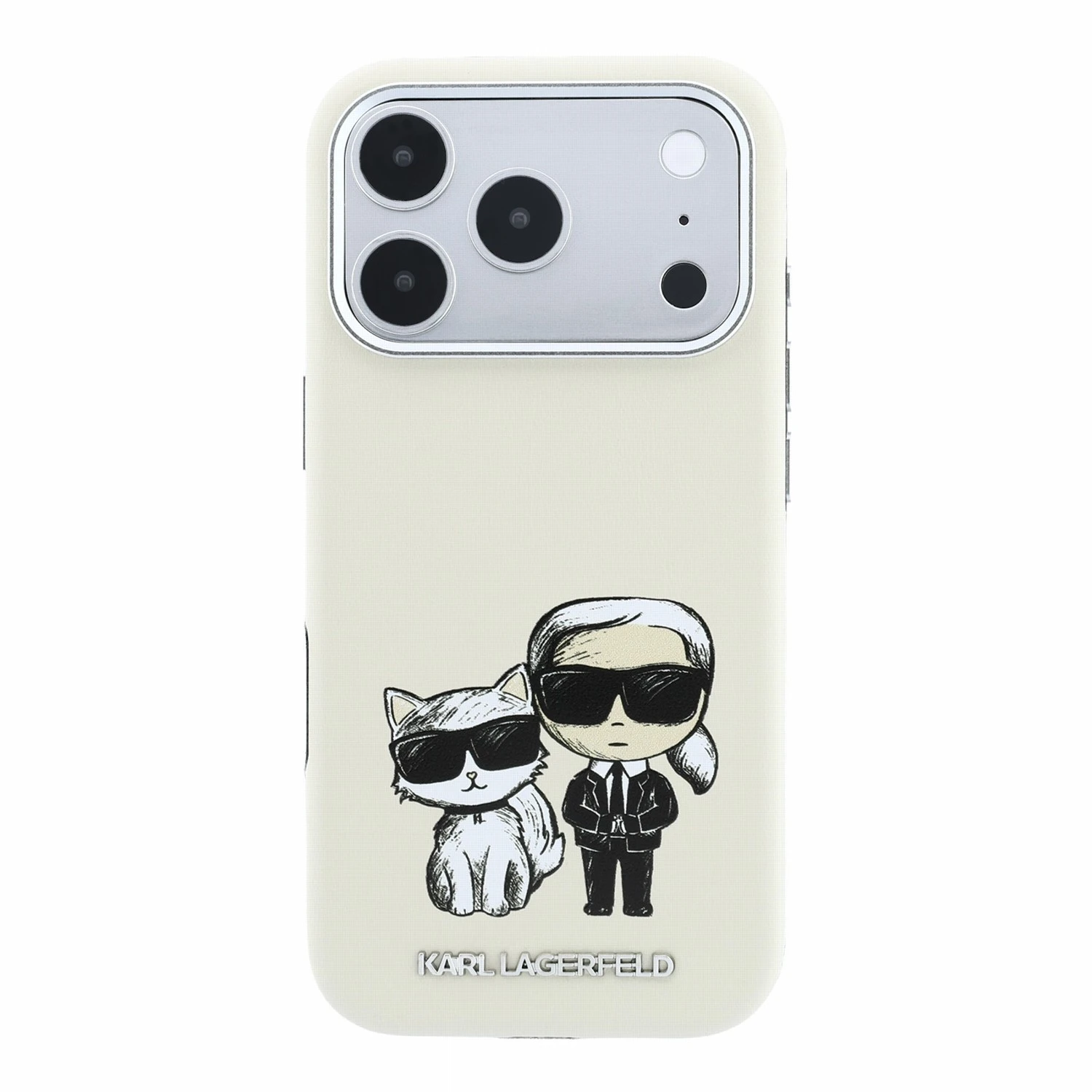 Karl Lagerfeld PU Semi Wrap Smooth Sketch Bodies Magsafe Zadní Kryt pro iPhone 18 Pro Beige