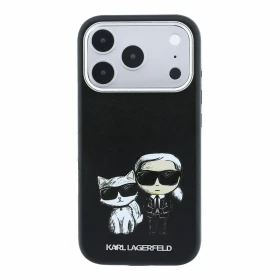 Zadní kryt Karl Lagerfeld PU Semi Wrap Smooth Sketch Bodies Magsafe pro Apple iPhone 18 Pro Max, černá