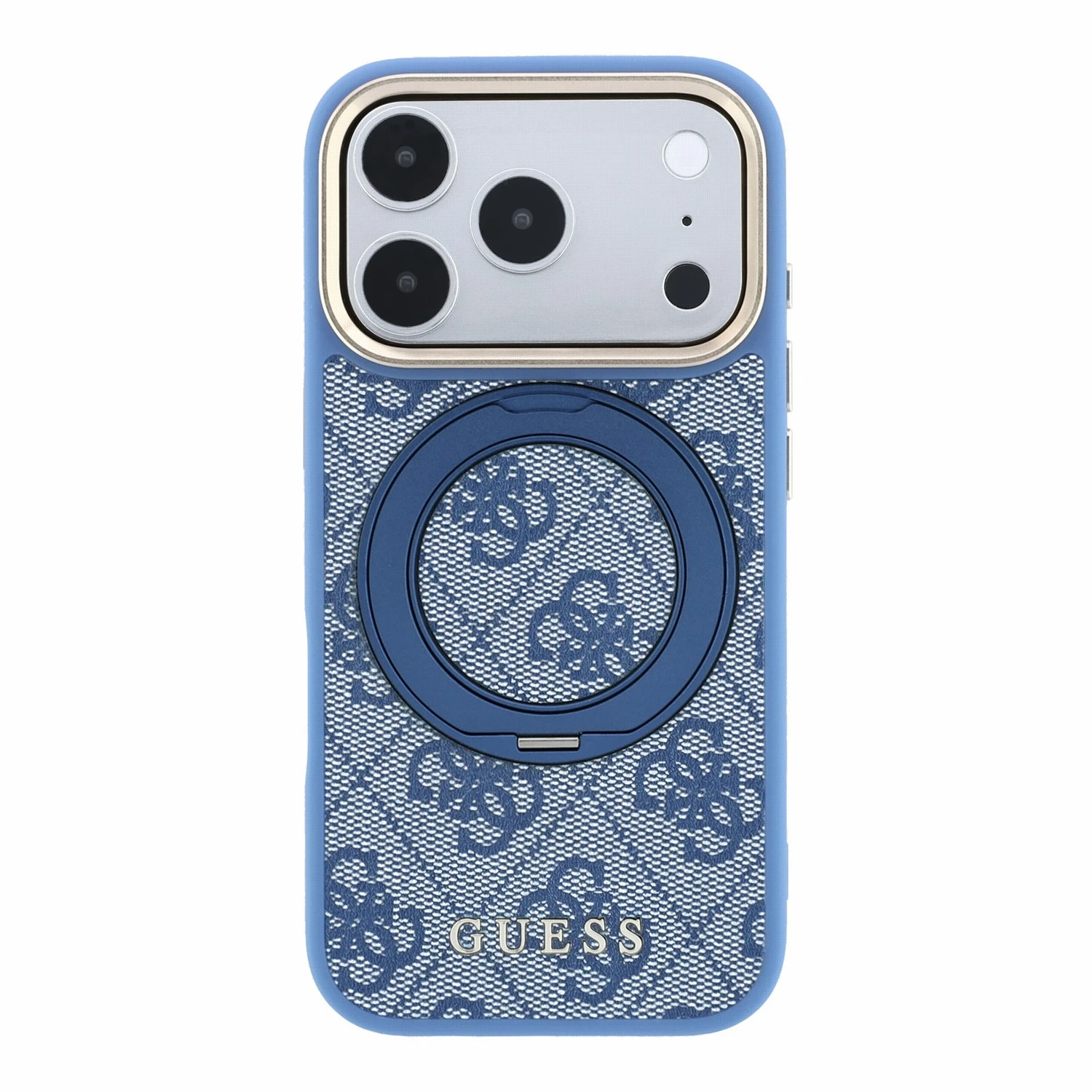 Guess PU 4G Ring Stand MagSafe Zadní Kryt pro iPhone 18 Pro Max Blue