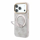 Guess PU 4G Ring Stand MagSafe Zadní Kryt pro iPhone 18 Pro Max Pink