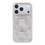 Guess PU 4G Ring Stand MagSafe Zadní Kryt pro iPhone 18 Pro Max Pink