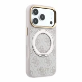 Guess PU 4G Ring Stand MagSafe Zadní Kryt pro iPhone 18 Pro Max Pink