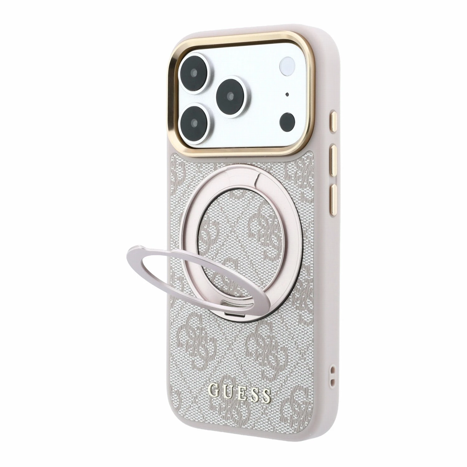 Guess PU 4G Ring Stand MagSafe Zadní Kryt pro iPhone 18 Pro Max Pink
