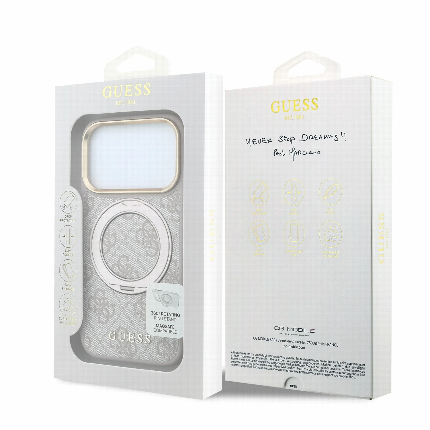 Guess PU 4G Ring Stand MagSafe Zadní Kryt pro iPhone 18 Pro Max Pink