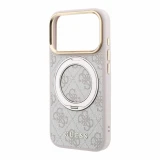 Guess PU 4G Ring Stand MagSafe Zadní Kryt pro iPhone 18 Pro Pink