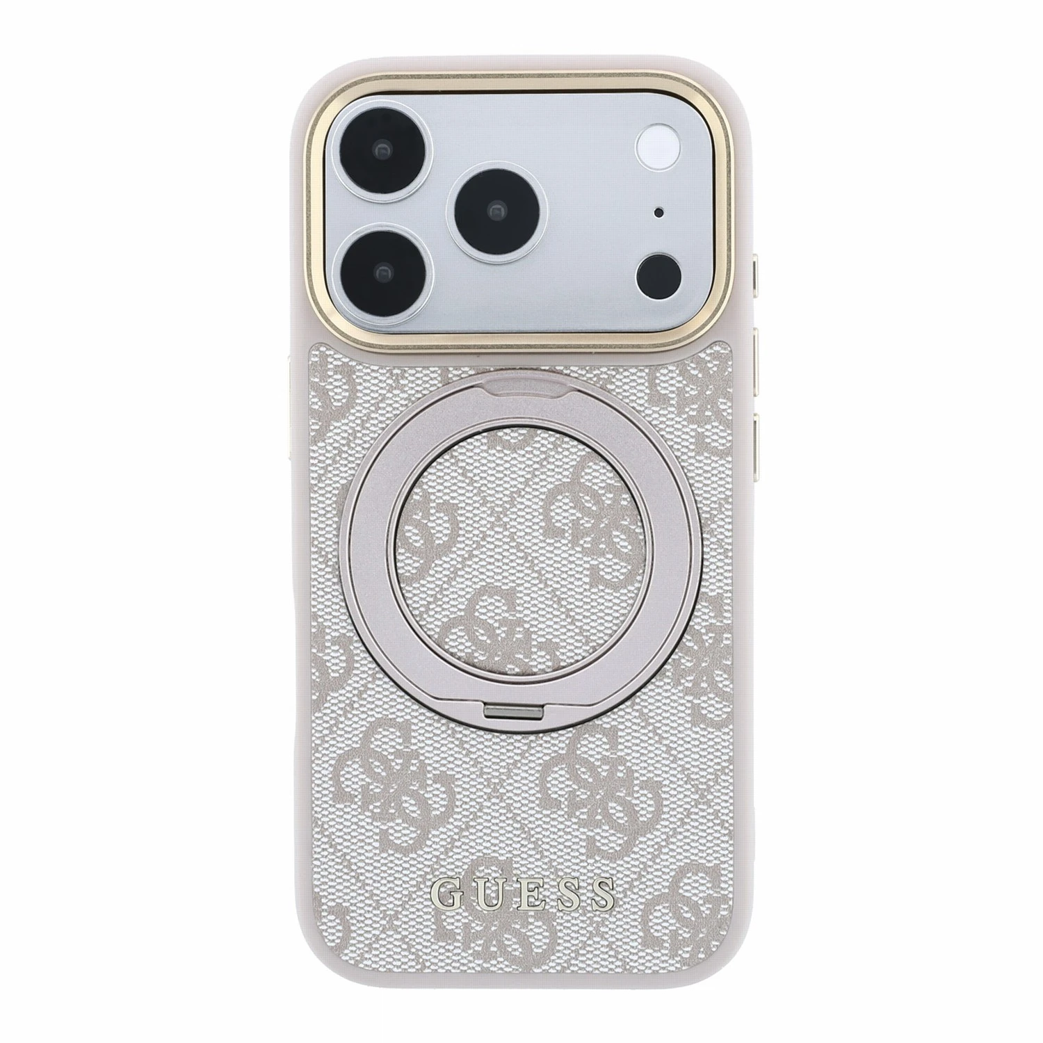 Guess PU 4G Ring Stand MagSafe Zadní Kryt pro iPhone 18 Pro Pink