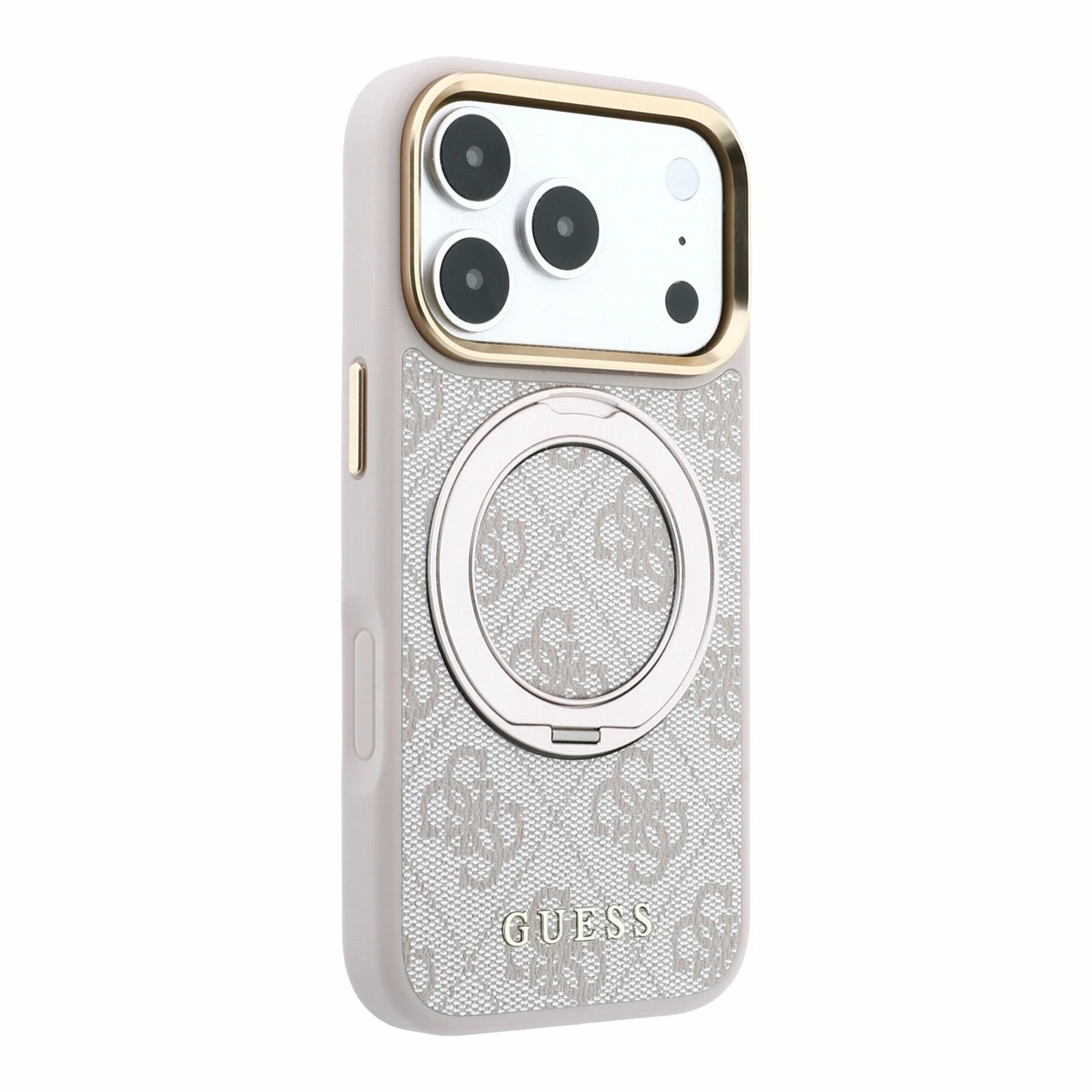 Guess PU 4G Ring Stand MagSafe Zadní Kryt pro iPhone 18 Pro Pink
