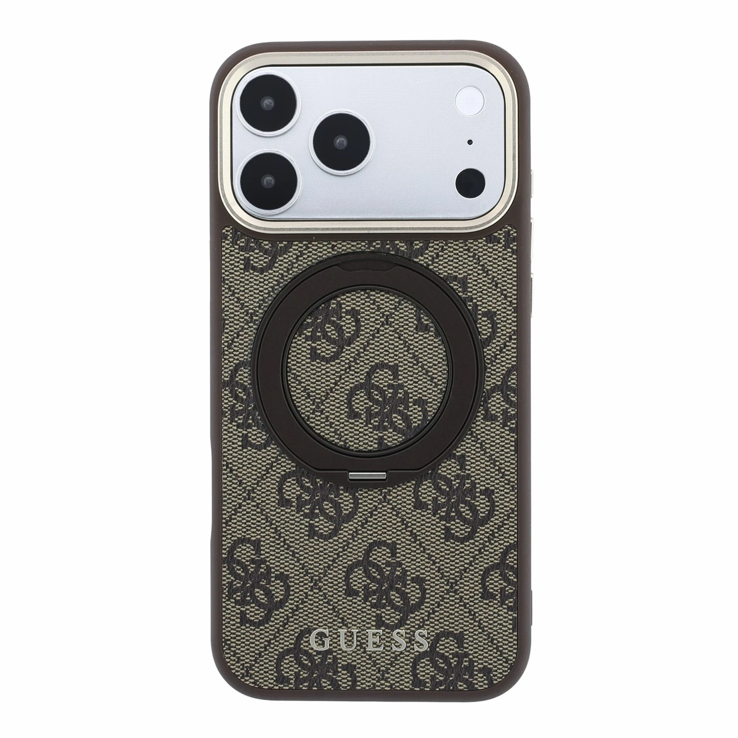 Guess PU 4G Ring Stand MagSafe Zadní Kryt pro iPhone 18 Pro Max Brown