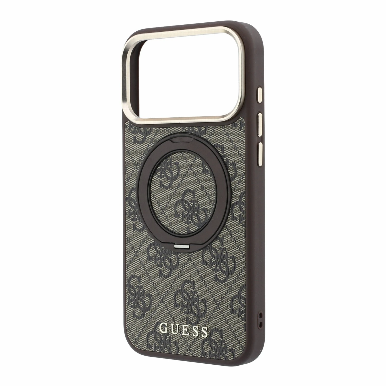 Guess PU 4G Ring Stand MagSafe Zadní Kryt pro iPhone 18 Pro Max Brown