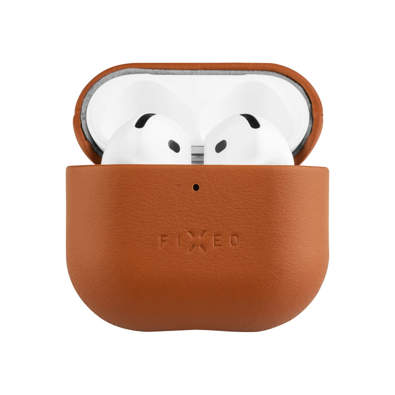 Kožené pouzdro FIXED PodsLeather pro Apple AirPods 4, hnědá