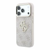 Guess PU 4G Strass Metal Logo Zadní Kryt pro iPhone 18 Pro Max Pink
