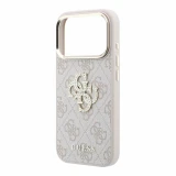 Guess PU 4G Strass Metal Logo Zadní Kryt pro iPhone 18 Pro Pink
