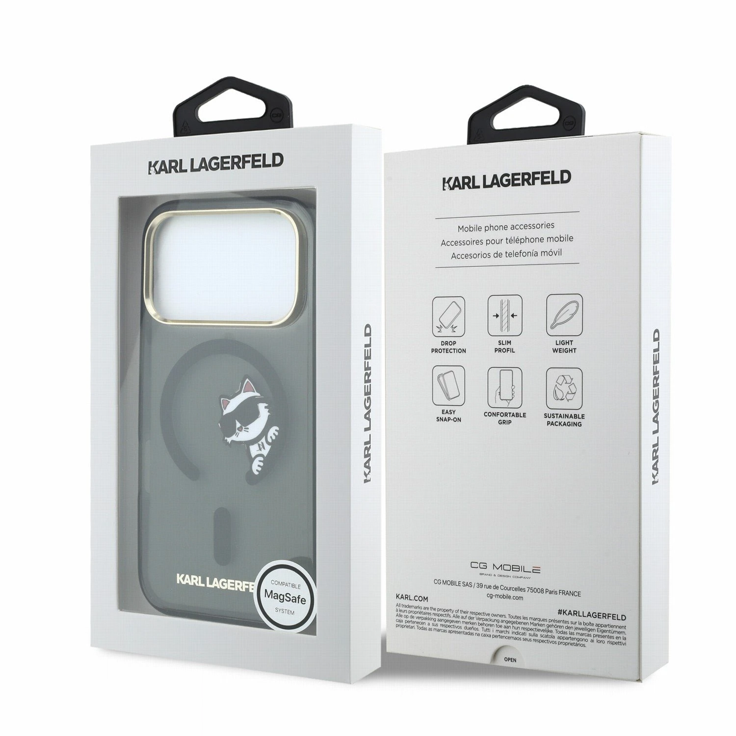 Karl Lagerfeld IML Choupette Peekaboo Magsafe Zadní Kryt pro iPhone 18 Pro Max Black