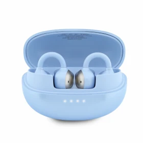 Bezdrátová sluchátka Guess Metallic Finish Classic Logo OWS, light blue