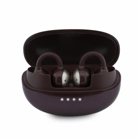 Bezdrátová sluchátka Guess Metallic Finish Classic Logo OWS, burgundy