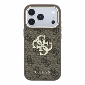 Zadní kryt Guess PU 4G Strass Metal Logo pro Apple iPhone 18 Pro, hnědá