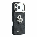 Guess PU 4G Strass Metal Logo Zadní Kryt pro iPhone 18 Pro Max Black