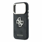 Guess PU 4G Strass Metal Logo Zadní Kryt pro iPhone 18 Pro Max Black