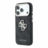 Guess PU 4G Strass Metal Logo Zadní Kryt pro iPhone 18 Pro Black