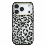 Guess IML Glitter Leopard Triangle Logo MagSafe Zadní Kryt pro iPhone 18 Pro Max Black