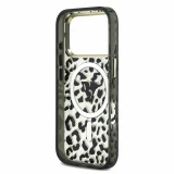 Guess IML Glitter Leopard Triangle Logo MagSafe Zadní Kryt pro iPhone 18 Pro Max Black