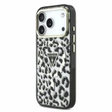Guess IML Glitter Leopard Triangle Logo MagSafe Zadní Kryt pro iPhone 18 Pro Black