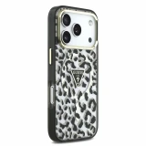 Guess IML Glitter Leopard Triangle Logo MagSafe Zadní Kryt pro iPhone 18 Pro Black