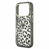 Guess IML Glitter Leopard Triangle Logo MagSafe Zadní Kryt pro iPhone 18 Pro Black