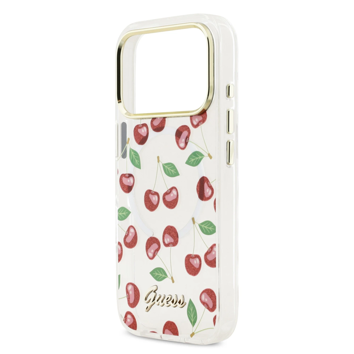 Guess IML Glitter Cherry MagSafe Zadní Kryt pro iPhone 17 Pro