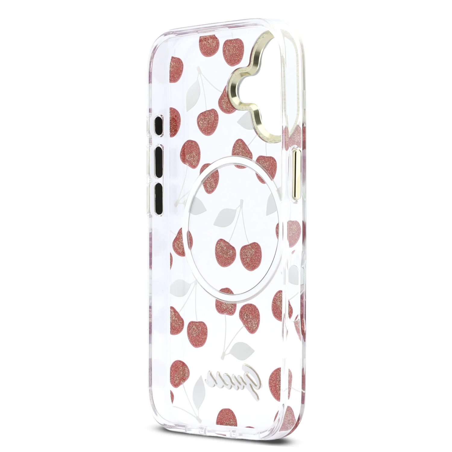 Guess IML Glitter Cherry MagSafe Zadní Kryt pro iPhone 17