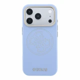 Guess PU Semi Wrap Perforated 4G Logo MagSafe Zadní Kryt pro iPhone 18 Pro Max Blue