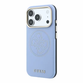 Zadní kryt Guess PU Semi Wrap Perforated 4G Logo MagSafe pro Apple iPhone 18 Pro Max, modrá