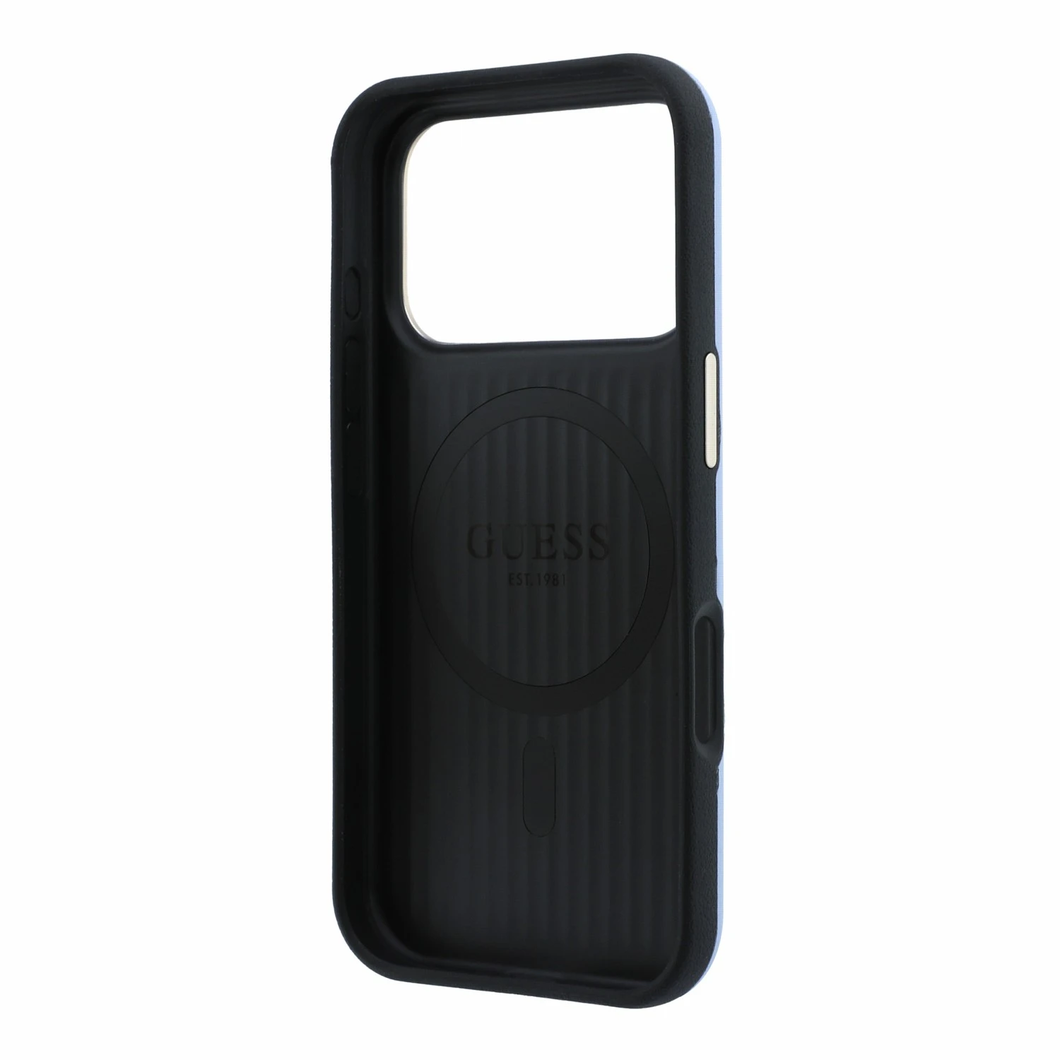 Guess PU Semi Wrap Perforated 4G Logo MagSafe Zadní Kryt pro iPhone 18 Pro Max Blue