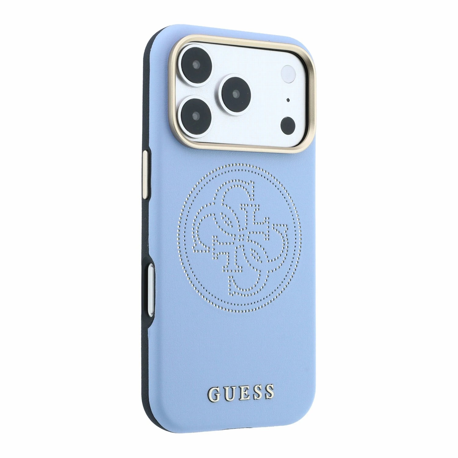 Guess PU Semi Wrap Perforated 4G Logo MagSafe Zadní Kryt pro iPhone 18 Pro Blue