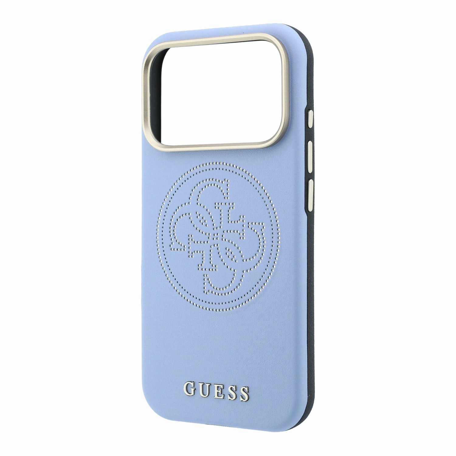 Guess PU Semi Wrap Perforated 4G Logo MagSafe Zadní Kryt pro iPhone 18 Pro Blue