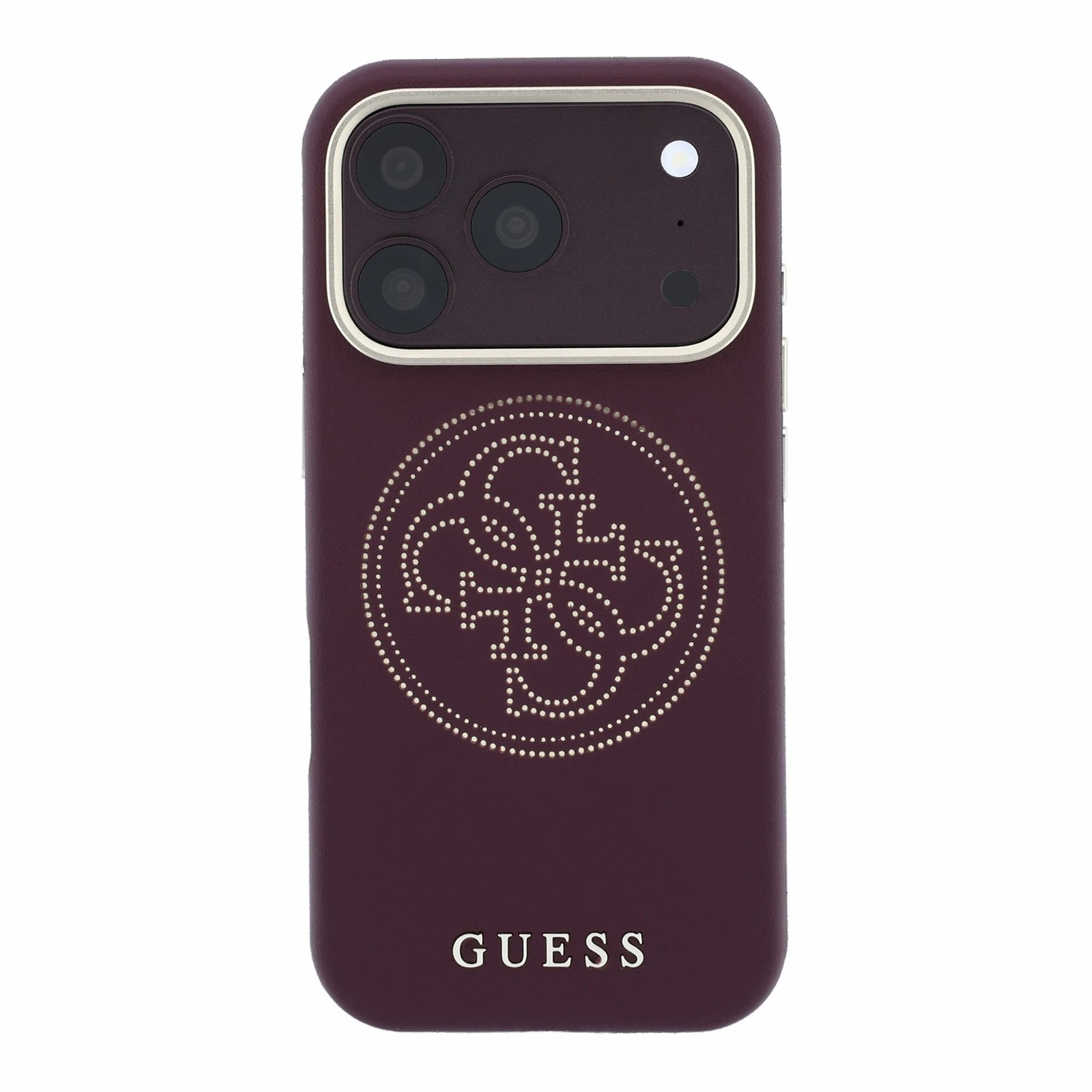 Guess PU Semi Wrap Perforated 4G Logo MagSafe Zadní Kryt pro iPhone 18 Pro Max Burgundy