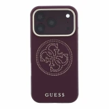Guess PU Semi Wrap Perforated 4G Logo MagSafe Zadní Kryt pro iPhone 18 Pro Burgundy