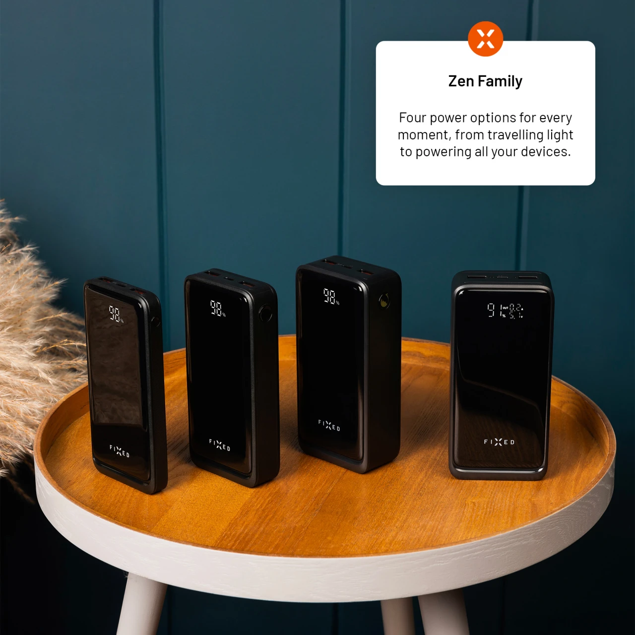 Powerbanka FIXED Zen2 30 s LCD displejem a výstupem PD 20W, 30 000 mAh, černá