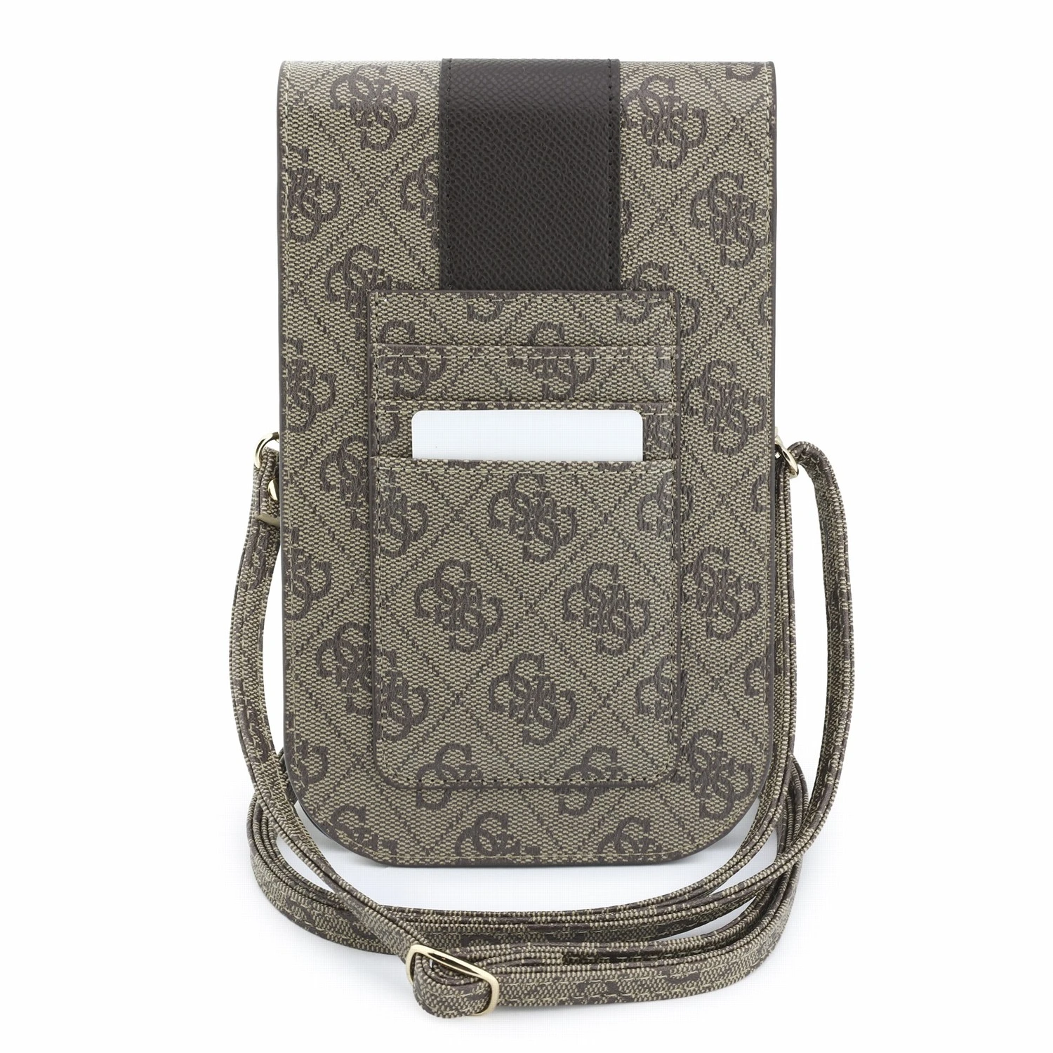 Guess PU 4G Stripe Metal Logo Taška na Telefon Brown