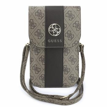Taška na telefon Guess PU 4G Stripe Metal Logo, hnědá