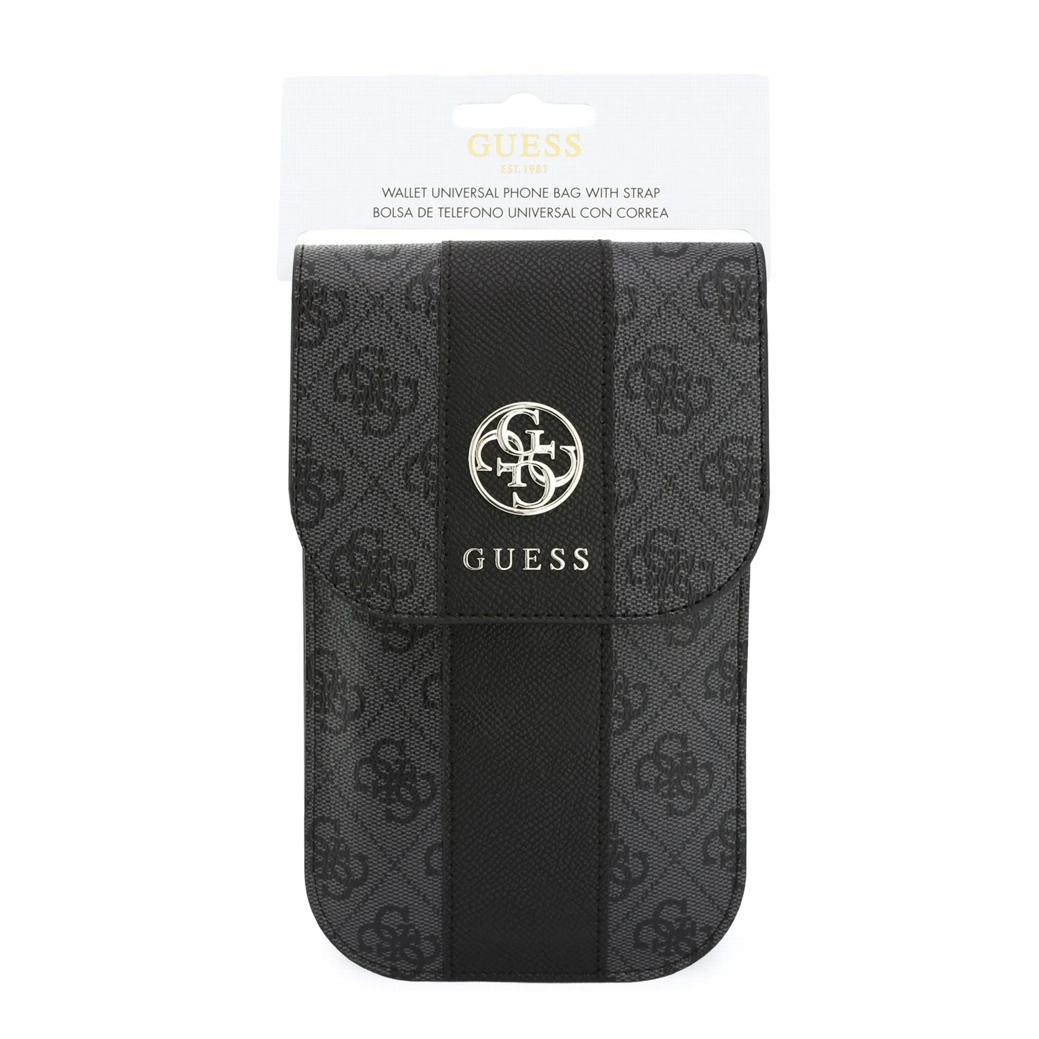 Guess PU 4G Stripe Metal Logo Taška na Telefon Black