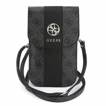 Taška na telefon Guess PU 4G Stripe Metal Logo, černá